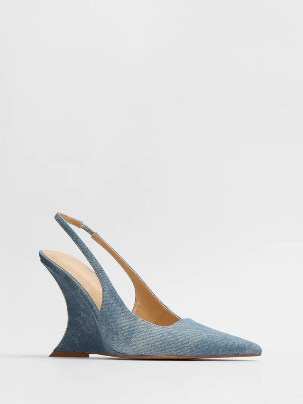 NEW! DENIM Light Blue Jeans Slingback Wedge Pump Heels Shoes | SIZE 8 - Picture 6 of 6